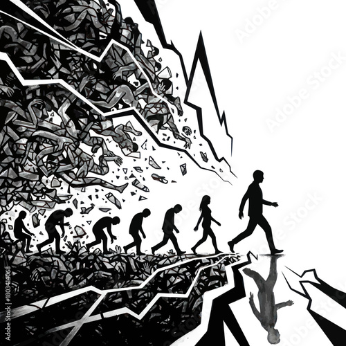 Evolution of human life from darkness to light and success.