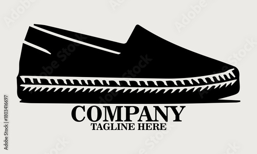 casual slip-on espadrille shoe in side view vector illustration, shoe icon and shoe logo art