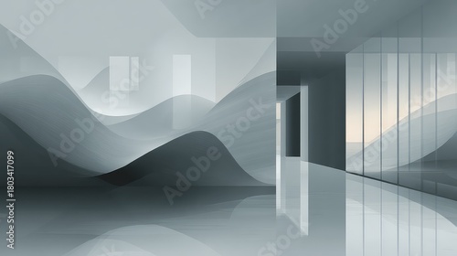Abstract wavy interior structure creating a modern minimalist design