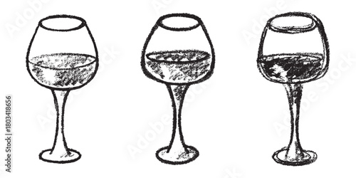 Set of hand drawn wine glasses clinking together Alcohol drink clipart in doodle style Single element for print, web, design, decor Happy New Year