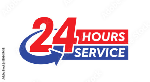Reliable twenty four hour service available now red blue arrow