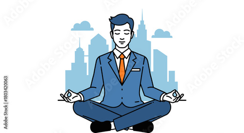 Find balance at work with mindful meditation in the city skyline