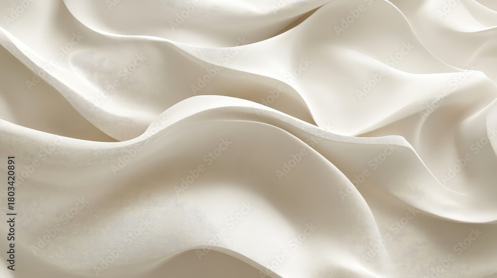 Obraz premium Flowing cream fabric waves creating abstract pattern texture