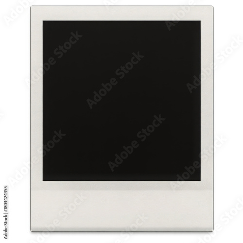 Blank polaroid photo frame on black background
