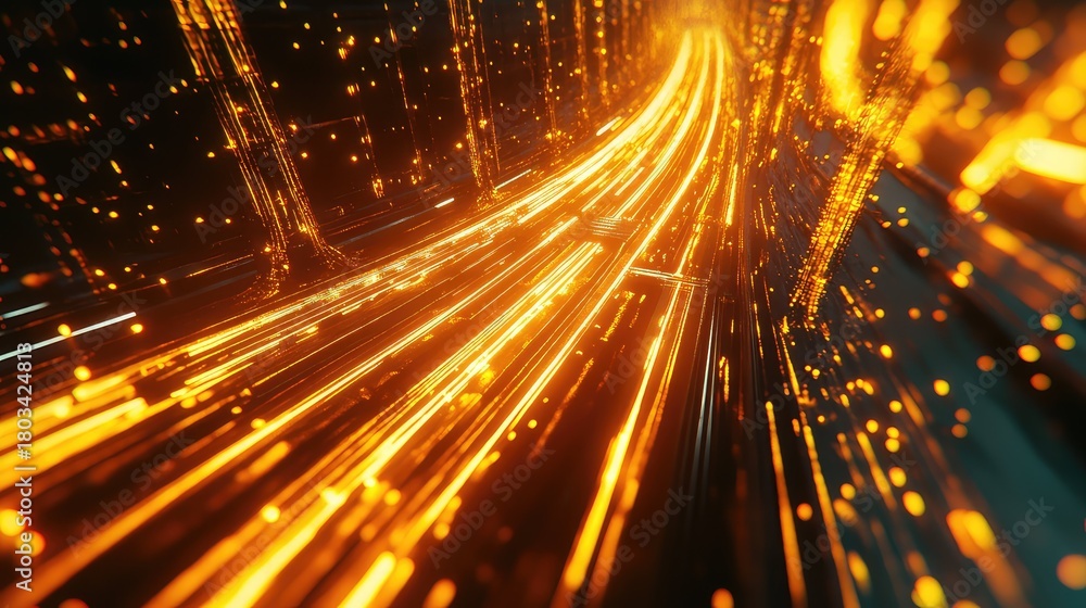 Obraz premium Digital data flowing through abstract fiber optic network