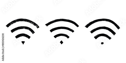 Set of hand drawn free wifi spot zone sign Public wi-fi area sign Wireless internet clipart in doodle style Single element for print, web, design, decor 3G, 4G, 5G, 6G, IoT