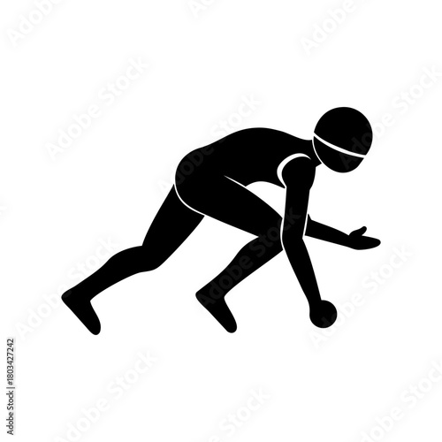 Two Wheel Journey Cyclist Silhouette On Long Road, Minimal Black Fill