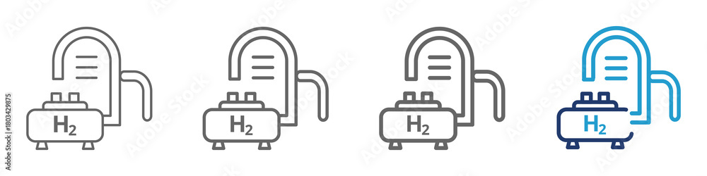 Obraz premium Hydrogen energy icon set. Editable stroke. Vector illustration.
