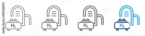 Hydrogen energy icon set.  Editable stroke. Vector illustration.