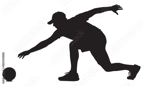 Bowler releasing ball silhouette