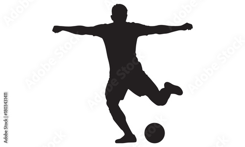 Soccer player kicking ball silhouette