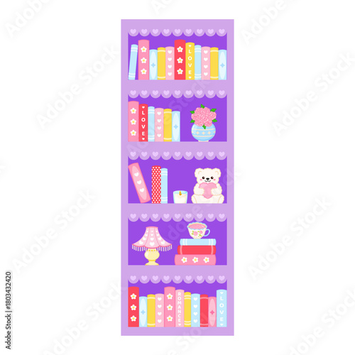 Cute pastel romance bookshelf bookmark design