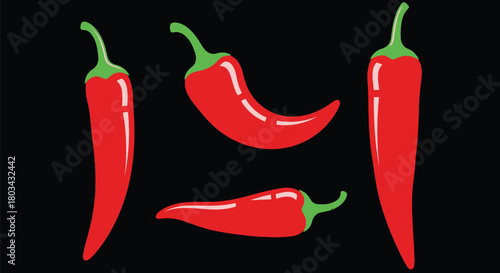 Red chili peppers vector illustration spicy food ingredient design