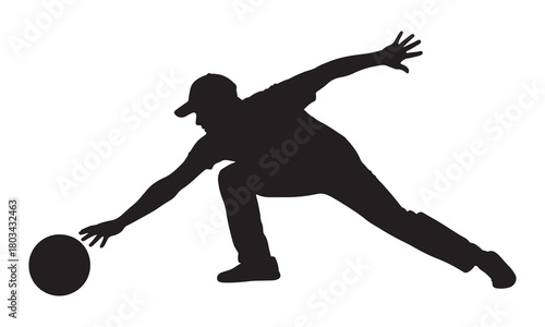 Bowler releasing ball silhouette