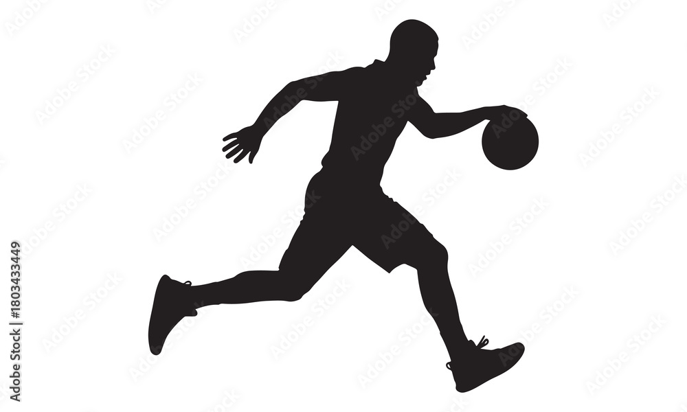 Fototapeta premium Dynamic basketball player silhouette in action silhouette