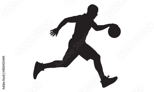 Dynamic basketball player silhouette in action silhouette