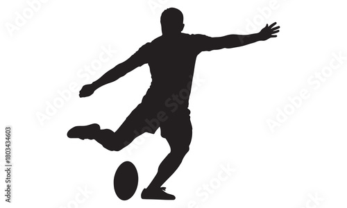 Rugby player kicking ball silhouette