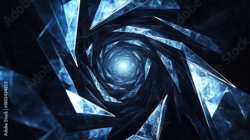 Fototapeta Naklejka Na Ścianę i Meble -  Abstract fractal crystal tunnel creating a spiraling vortex