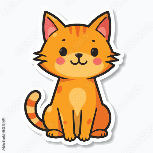 Cute Cartoon Orange Tabby Cat Sticker Illustration