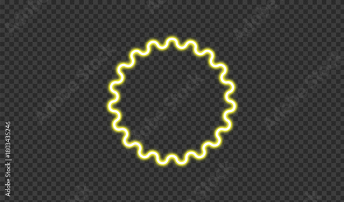 Glowing yellow neon circle with jagged edges on dark background
