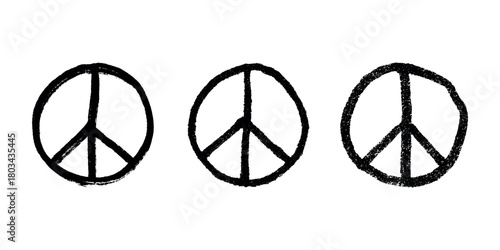 Set of hand drawn peace sign No war symbol Hippie clipart in doodle style Single element for print, web, design, decor