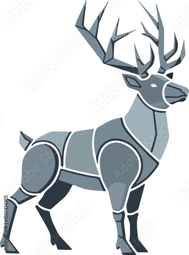 Geometric Deer Illustration with Angular Antlers and Segmented Body.
