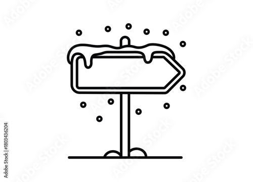 Winter Direction Sign with Snow Outline Vector Illustration for Holiday Season Designs and Creative Projects