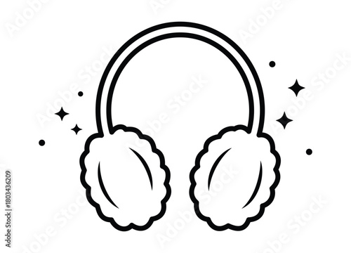 Winter Earmuffs Outline Icon Vector Illustration for Cold Weather Fashion and Accessories Design Element