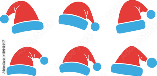 Free Download Collection of Six Red and Blue Santa Hats. - GFXLoad