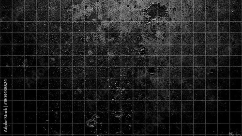 Dark Black Weathered vintage aged old corroded steel metal plate paint texture with moving grid loop in stop motion background animation