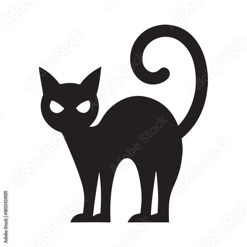 Halloween black cat silhouette icon