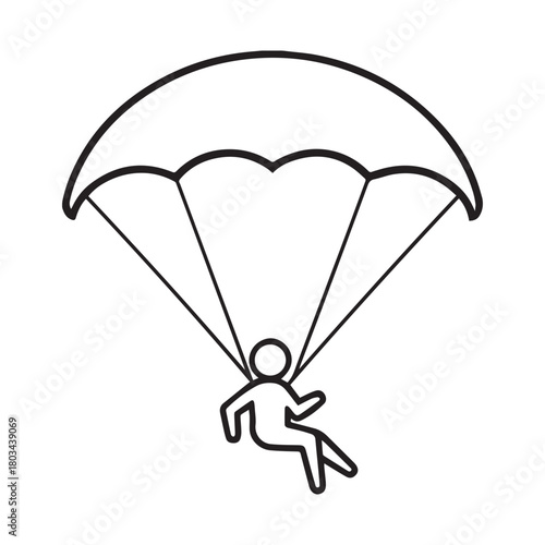Parasailer and Parasailing in air outline icon