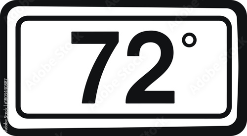 Digital display showing 72 degrees thermostat setting or temperature indicator