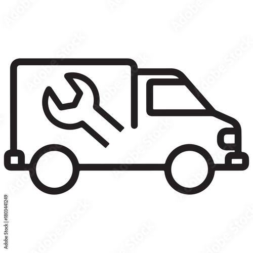 Service van icon with wrench representing repair maintenance and delivery