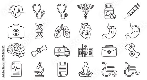 Medical and Healthcare Doodles Seamless Pattern Background with Medical Elements
