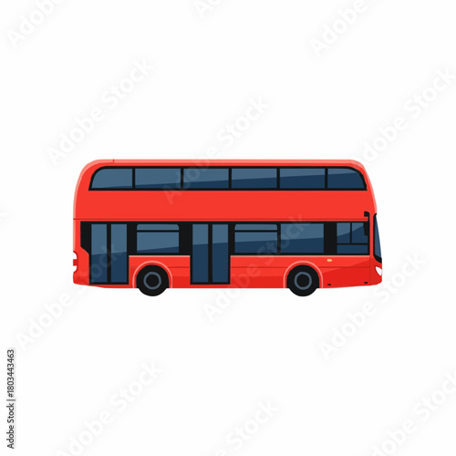 A red double-decker bus is depicted in a cartoon style, viewed from its side.