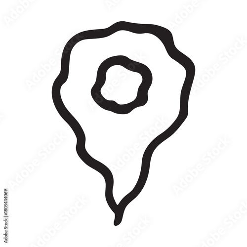 Hand drawn map pin Map marker pointer sign GPS and mapping tools Location pin symbol Pinpoint clipart in doodle style Single element for web, design