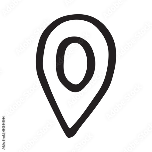 Hand drawn map pin Map marker pointer sign GPS and mapping tools Location pin symbol Pinpoint clipart in doodle style Single element for web, design