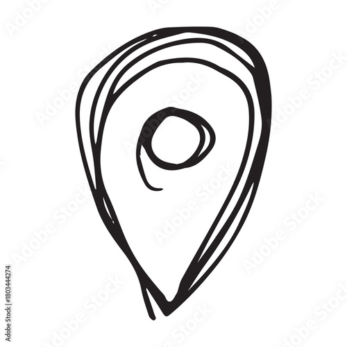 Hand drawn map pin Map marker pointer sign GPS and mapping tools Location pin symbol Pinpoint clipart in doodle style Single element for web, design