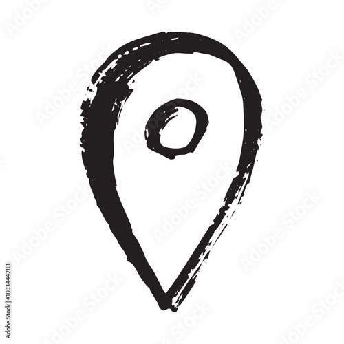 Hand drawn map pin Map marker pointer sign GPS and mapping tools Location pin symbol Pinpoint clipart in doodle style Single element for web, design