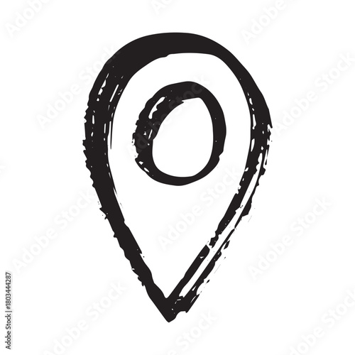 Hand drawn map pin Map marker pointer sign GPS and mapping tools Location pin symbol Pinpoint clipart in doodle style Single element for web, design