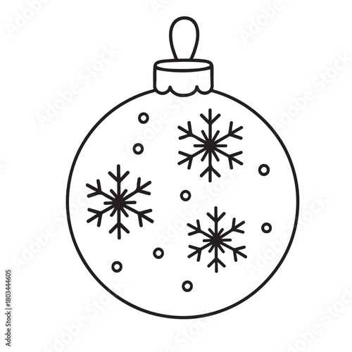 line art of Christmas ball with snowflakes vector