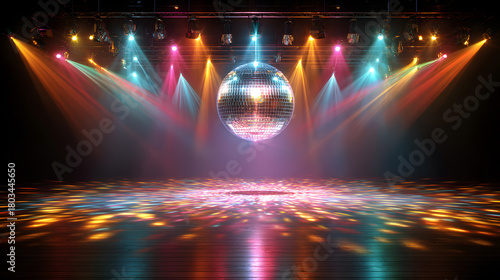 Vibrant Disco Ball Center Stage with Dynamic Spotlights