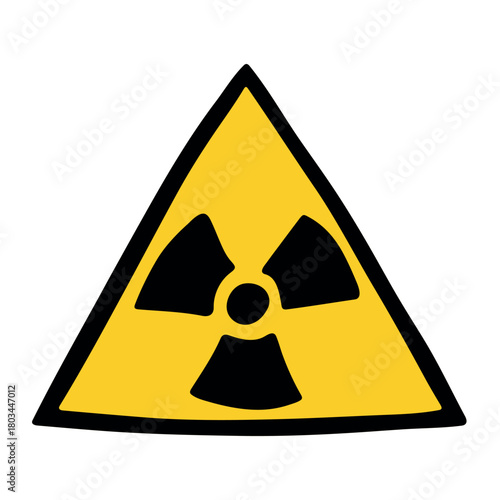Hand drawn radiation sign Nuclear radiation hazard symbol Radioactive danger warning sign clipart in doodle style Nuclear safety Radioactive waste Single element for print, web, design, decor