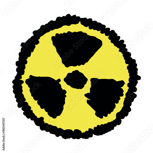 Hand drawn radiation sign Nuclear radiation hazard symbol Radioactive danger warning sign clipart in doodle style Nuclear safety Radioactive waste Single element for print, web, design, decor
