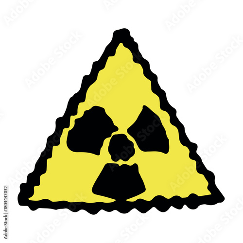 Hand drawn radiation sign Nuclear radiation hazard symbol Radioactive danger warning sign clipart in doodle style Nuclear safety Radioactive waste Single element for print, web, design, decor