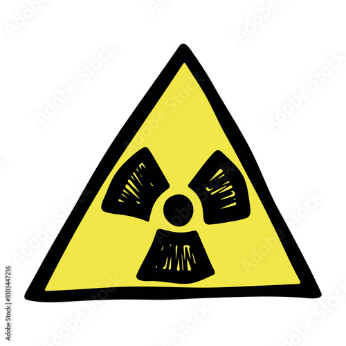 Hand drawn radiation sign Nuclear radiation hazard symbol Radioactive danger warning sign clipart in doodle style Nuclear safety Radioactive waste Single element for print, web, design, decor