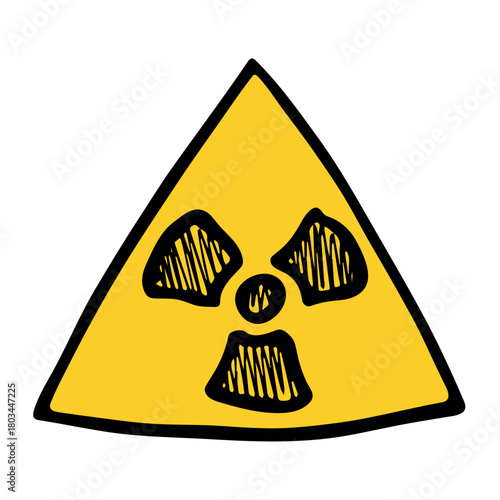 Hand drawn radiation sign Nuclear radiation hazard symbol Radioactive danger warning sign clipart in doodle style Nuclear safety Radioactive waste Single element for print, web, design, decor