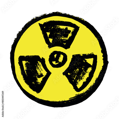 Hand drawn radiation sign Nuclear radiation hazard symbol Radioactive danger warning sign clipart in doodle style Nuclear safety Radioactive waste Single element for print, web, design, decor