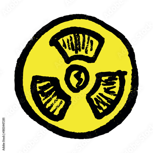 Hand drawn radiation sign Nuclear radiation hazard symbol Radioactive danger warning sign clipart in doodle style Nuclear safety Radioactive waste Single element for print, web, design, decor